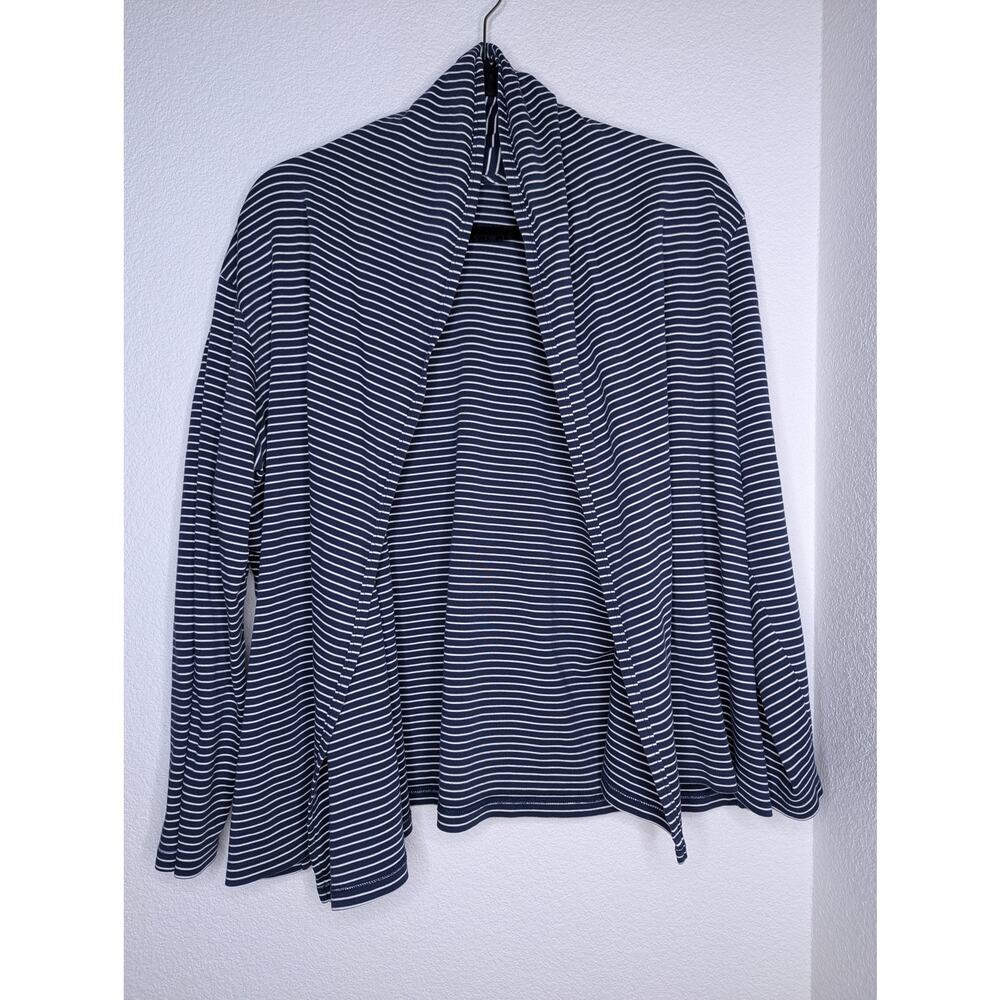LL Bean 100% Supima Cotton Striped Cardigan Nautical Sz XL
